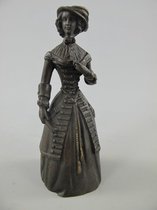 Tafelbel - Vrouw in klassieke kledij - Bronzen figuur - 14 cm hoog