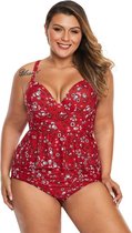 Peplum Tankini Dames 2-Delig - Rood - Maat XXL 'Tydensa'