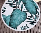 Picknickkleed - Strandlaken - Rond - 160 CM - Turquoise / Wit
