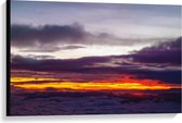 Canvas  - Zonsondergang boven Wolken - 90x60cm Foto op Canvas Schilderij (Wanddecoratie op Canvas)