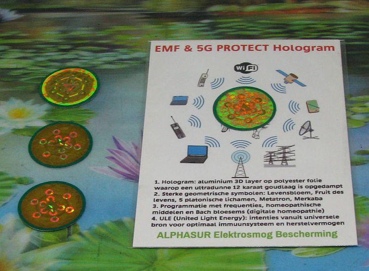 Alphasurya Orgoniet antismog 4-laags 33 mm met hologram en shungiet (4 stuks) goud