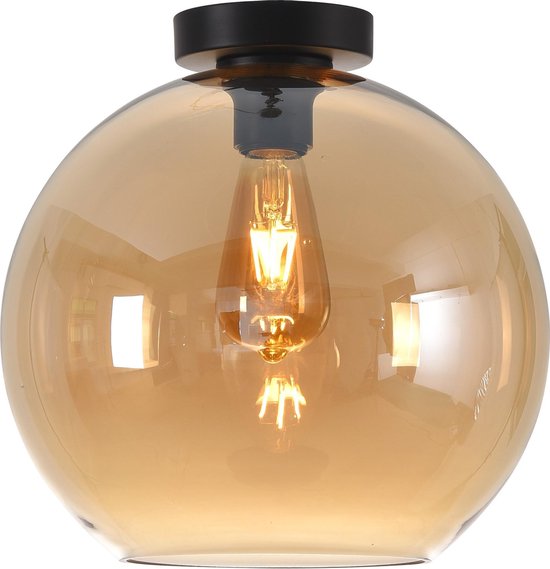 Plafondlamp Marino 30cm Amber - Ø30cm - E27 - IP20 - Dimbaar > plafoniere amber glas | plafondlamp amber glas | plafondlamp eetkamer amber glas | plafondlamp keuken amber glas | led lamp amber glas | sfeer lamp amber glas