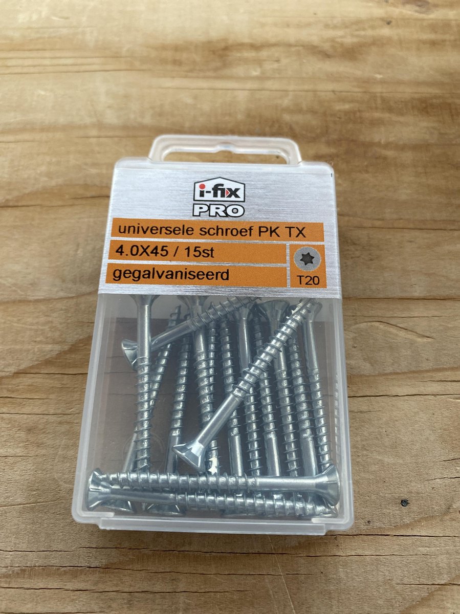 Universele schroef Platkop Torx 4.0x45 per 15 gegalvaniseerd