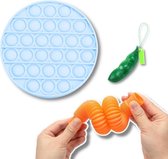 ZTWK®️ - Fidget toys pakket - Pop it - Glow in the dark - Pop tube - Pea popper - 3 delig - Blauw