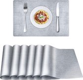 Placemats | 6 Stuks | Waterbestendig | 45x30 cm | Afwasbaar | Hittebestendig | Antislip | Grijs | PVC