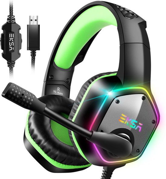 EKSA E1000 - Gaming headset PS4 & PC - RGB - USB - Over-ear koptelefoon -...