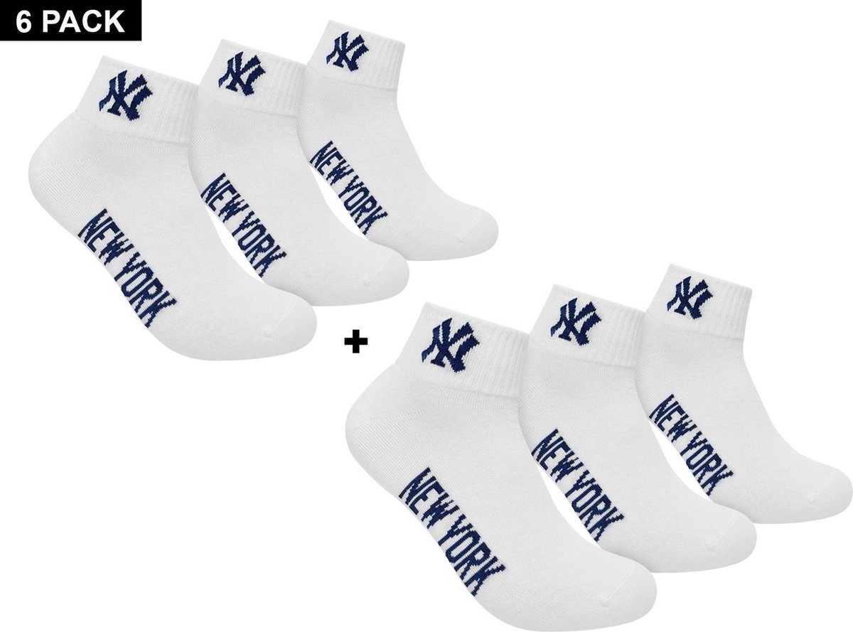 New York Yankees - 6-Pack Quarter Socks - Witte Sokken - 39 - 42 - Wit