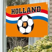 Oranje raamvlag - Holland fan - voetbal print - 150 x 100 cm - EK / WK supporter versiering - vlag
