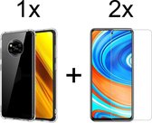 Xiaomi Poco X3/X3 Pro hoesje shock proof case transparant hoesjes cover hoes - 2x Xiaomi Poco X3 screenprotector