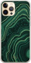 iPhone 12 hoesje - Agate groen - Soft Case Telefoonhoesje - Print - Groen