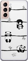 Samsung Galaxy S21 Plus siliconen hoesje - Panda - Soft Case Telefoonhoesje - Zwart - Print