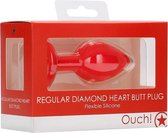 Diamond Heart Butt Plug - Regular - Red - Butt Plugs & Anal Dildos - Ouch Silicone Butt Plug