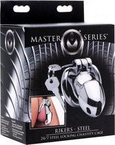 Rikers 24-7 Stainless Steel Locking Chastity Cage - Silver - Bondage Toys