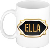 Ella naam cadeau mok / beker met gouden embleem - kado verjaardag/ moeder/ pensioen/ geslaagd/ bedankt