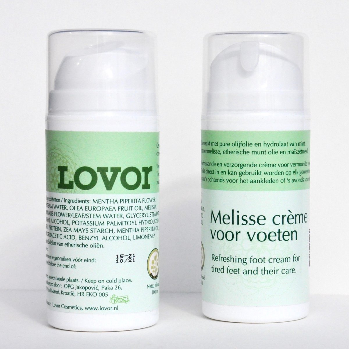 LOVOR Melisse crème voor voeten - organic-vegan - verfrissend en verzorgend - 100ml