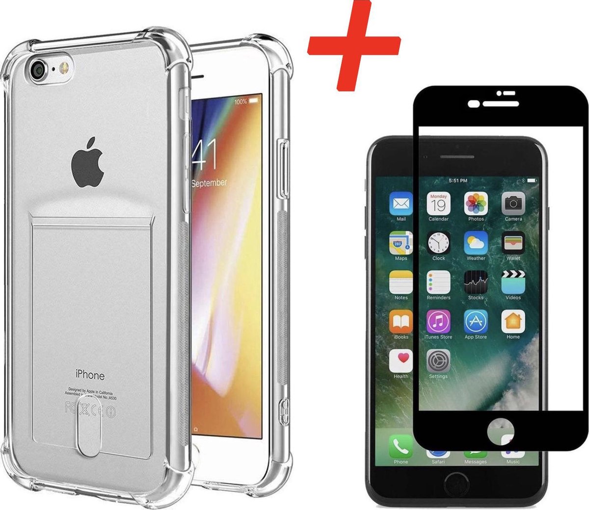 Geschikt voor YPCd® Apple iPhone 6 / 6s Pasjeshouder - Shock Case Transparant