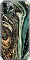 iPhone 11 Pro Max hoesje - Marble khaki - Soft Case Telefoonhoesje - Marmer - Groen