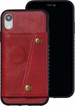Apple iPhone XR Backcover | Rood | Leren Card Case | Pasjeshouder | Magnetisch