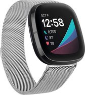 DrPhone FitBit Versa 3/Sense Milanese RVS Magnetische Bandje – Armband - Maat  L - Zilver