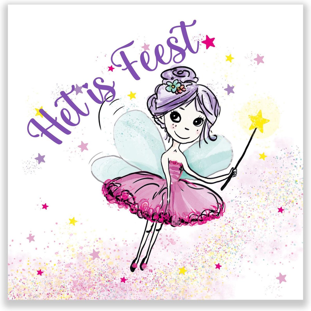 Uitnodigingen kinderfeest elfjes – 10 stuks – Magisch kinderfeest – Toverstaf – Inclusief envelop – 15 x 15 cm