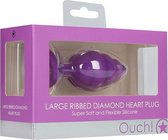 Large Ribbed Diamond Heart Plug - Purple - Butt Plugs & Anal Dildos - Ouch Silicone Butt Plug