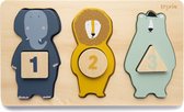 Trixie houten telpuzzel | dieren | Mr. Elephant, Mr. Lion, Mr. Polar Bear | couting puzzle | speelgoed