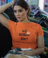 Oranje Koningsdag T-Shirt Bier Premium (DAMES - MAAT M) | Oranje Kleding | Feestkleding