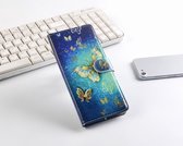 P.C.K. Hoesje/Boekhoesje/Bookcase blauwe vlinder print geschikt voor Apple iPhone 12 PRO MAX MET GLASFOLIE