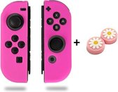 Siliconen Joy-Con Controller Hoesjes + Gaming Thumbsticks (1 Set = 2 Thumbgrips) | Beschermhoes Skin | Geschikt voor Nintendo Switch & Lite | Softcover Case | Thumb grips | Grip |