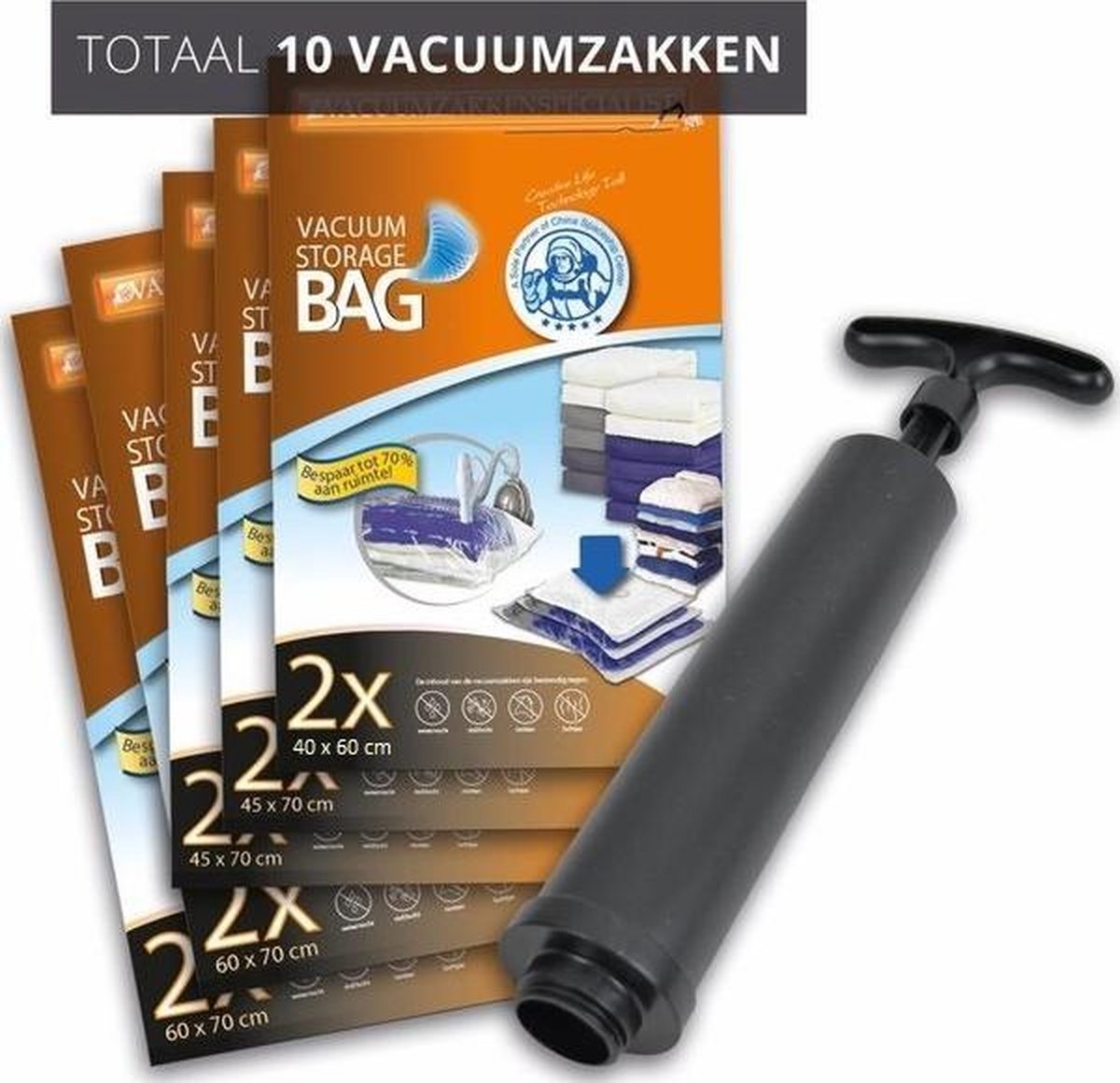 Pro Pakket Vacuumzakken Travel [Set 10 Zakken+Pomp]