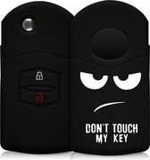 kwmobile autosleutel hoesje voor Mazda 2-knops autosleutel - Autosleutel behuizing in wit / zwart - Don't Touch My Key design