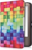 kwmobile hoes geschikt voor Tolino Shine (2013) - Magnetische sluiting - E reader cover in meerkleurig / groen / blauw - Regenboog Kusbussen design