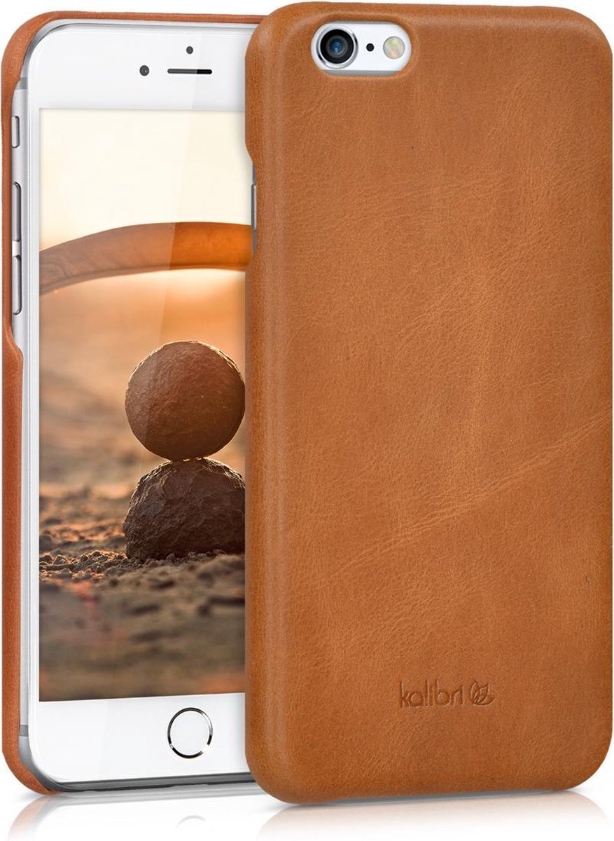 kalibri leren hoesje voor Apple iPhone 6 / 6S - hardcover beschermhoes - cognac