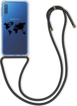 kwmobile telefoonhoesje voor Samsung Galaxy A7 (2018) - Hoesje met koord in zwart / transparant - Back cover voor smartphone