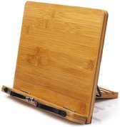 Bamboe Boekstandaard - Kookboekhouder - 5 Standen - Bladzijdehouder - Geschikt Voor Dik Kookboek - Compact - Duurzaam Hout - IPad En Tablet Standaard – Bamboe