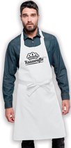 Keukenschort Chef Kaassouffle - Heren Dames - Horecakwaliteit - One size - Verstelbaar - Wasbaar - Cadeau BBQ Feest - Wit