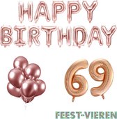 69 jaar Verjaardag Versiering Ballon Pakket Rosé Goud