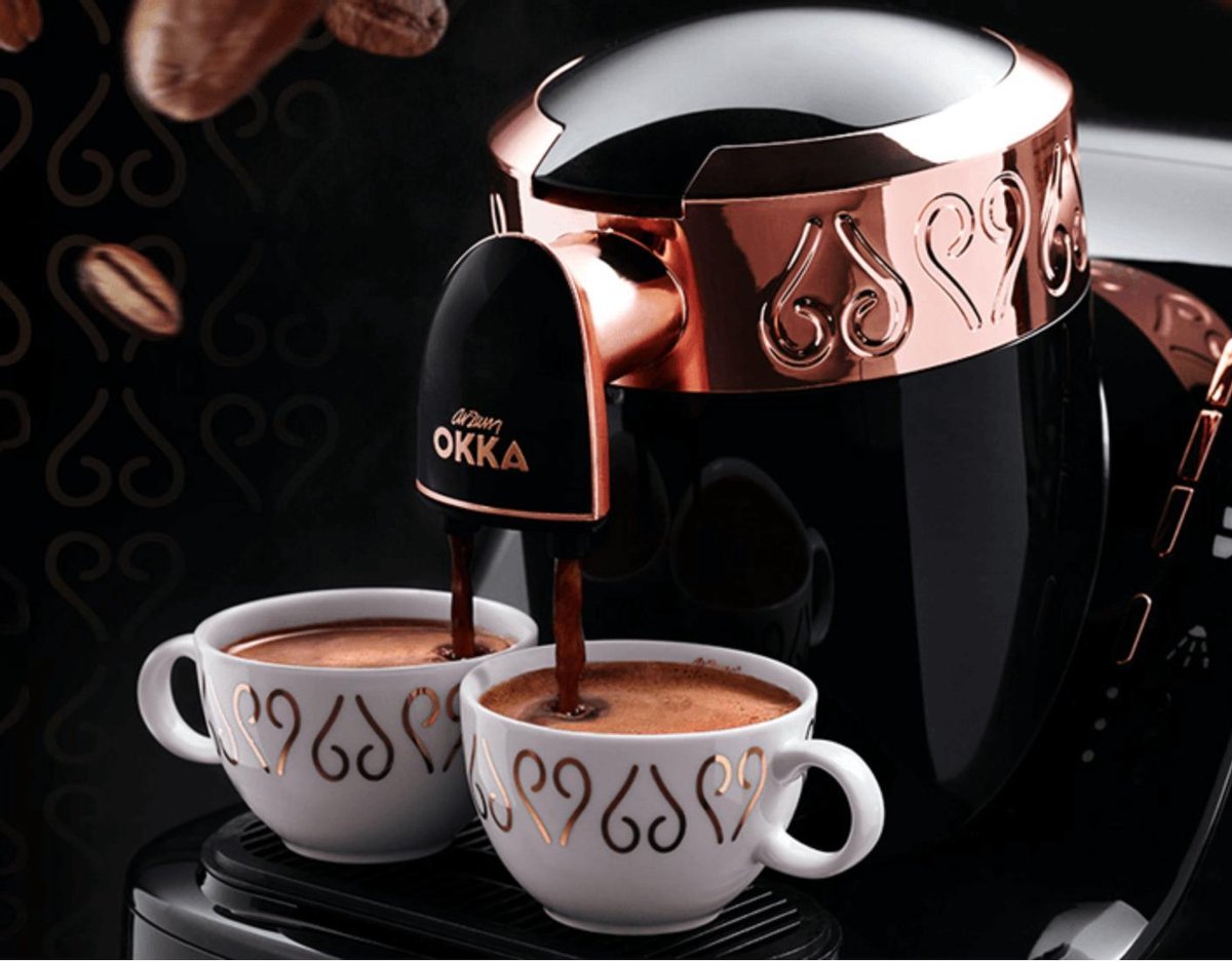 Arzum Okka Automatic Turkish Coffee and Hot Beverage Maker, Velvetiser,  120V,5 cup, Black/Copper (OK0012-RUL) 