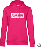 Subprime - Dames Hoodies Hoodie Block Hot Pink - Roze - Maat M