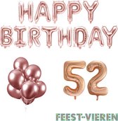 52 jaar Verjaardag Versiering Ballon Pakket Rosé Goud