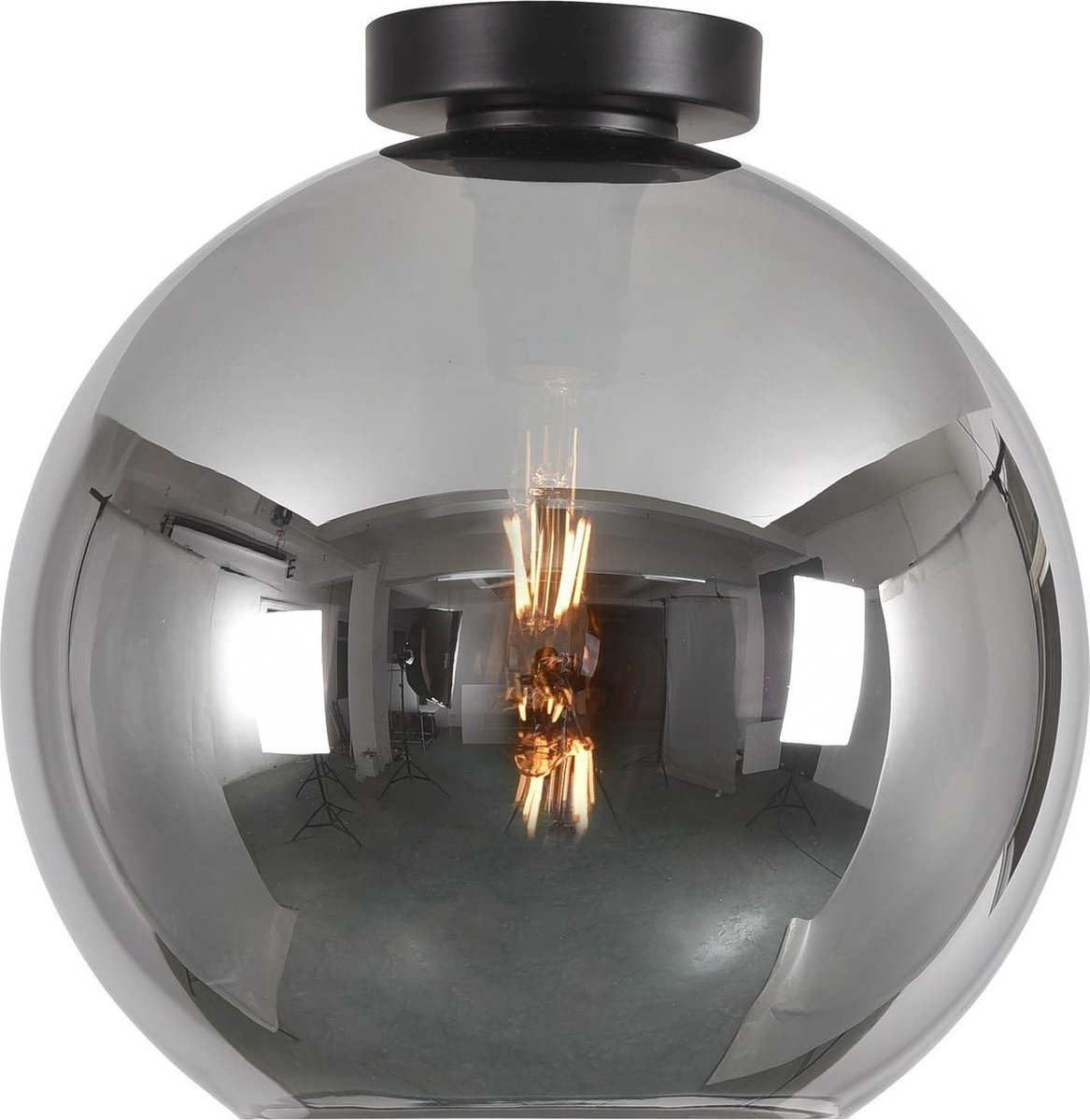maandag bijtend rekken Plafondlamp Marino Zwart & Smoke Glas 30cm | bol.com