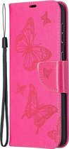 Samsung Galaxy S21 Plus Hoesje - Mobigear - Butterfly Serie - Kunstlederen Bookcase - Roze - Hoesje Geschikt Voor Samsung Galaxy S21 Plus