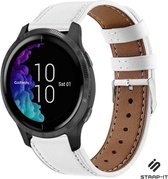 Leer Smartwatch bandje - Geschikt voor  Garmin Venu bandje leer - wit - Strap-it Horlogeband / Polsband / Armband