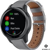 Strap-it Leren smartwatch bandje - geschikt voor Garmin Vivoactive 4 45mm / Garmin Venu 2 - grijs
