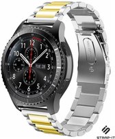 Stalen Smartwatch bandje - Geschikt voor  Samsung Galaxy Watch stalen band 45mm / 46mm - zilver/goud - Strap-it Horlogeband / Polsband / Armband