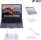 AKey Aluminium Laptop/Tablet Standaard - Verstelbaar & Opvouwbaar - Anti-slip Anti-Kras - Universeel & Ergonomisch - 180° Verstelbaar -  Warmteafvoer Functie - Lichtgewicht Laptop/Tablet Steun Opvouwbare Stand - Zilver