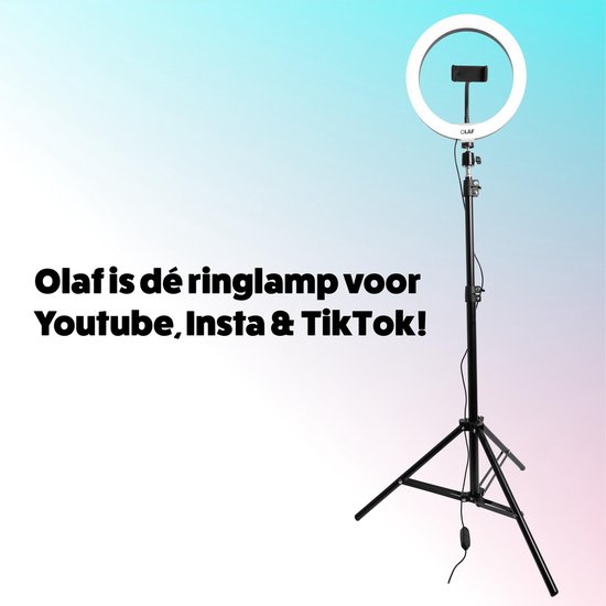 OLAF - Ringlamp - Ringlight - 10inch - Standaard/statief - 160cm - LED verlichting - Make-Up lamp - Selfielamp - Studiolamp - Influencer - Youtube - Instagram - Telefoon - Telefoonhouder- Fotografie -Afstandsbediening - TikToklamp - Vloglamp - Olaf