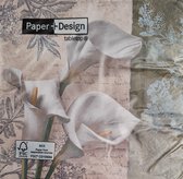 Paper + design - servetten - 33 x 33 - lunchservetten - Aronskelken - White beauties