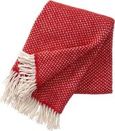 Klippan Polka - plaid - deken - Rood Wit - 100% lamswol - Heerlijk zacht - wasbaar -
