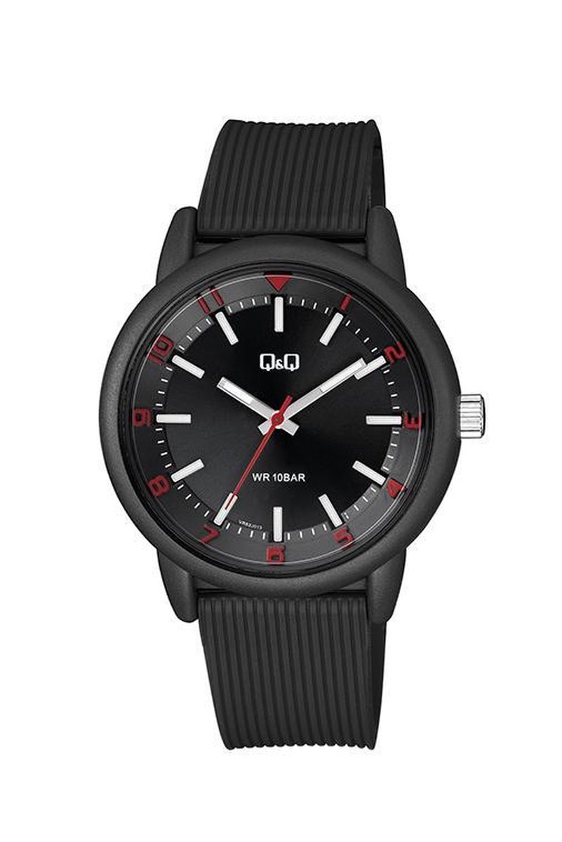 QQ-VR52J013-horloge-rubberband-zwart-10bar waterdicht